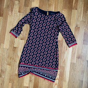 White House Black Market red hexagon dress